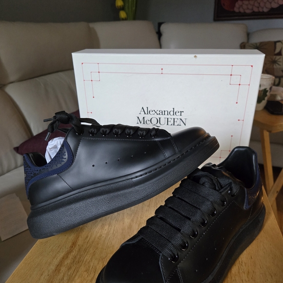 Alexander McQueen Black Leather Sneakers with Oversized Sole